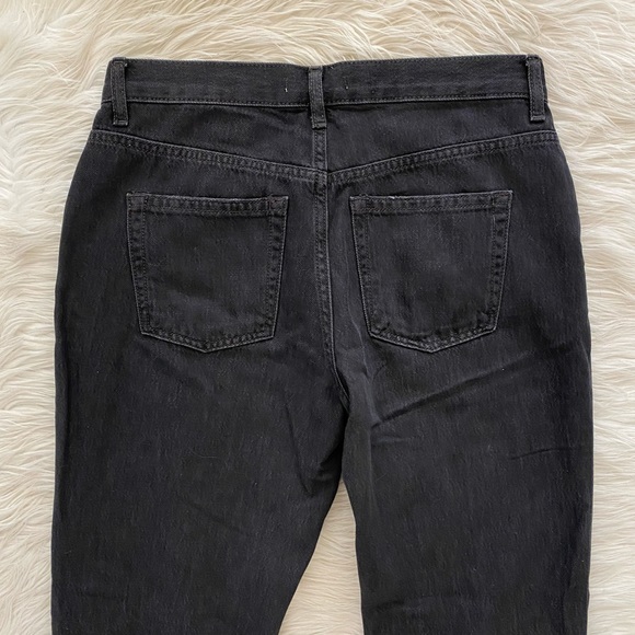 Free People We The Free Black Distressed Maggie Mid-Rise Straight-Leg Jeans - Picture 9 of 12